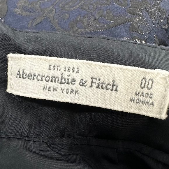 Abercrombie & Fitch Mini Skirt Navy Blue & Metallic Black 00 Lined Zipper Closur - Picture 2 of 14